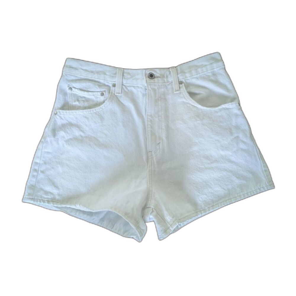 Levi's SilverTab Mom Shorts Womens 31 White High Rise Distressed Denim Y2K Retro